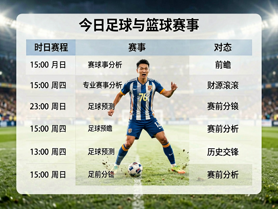 今日足球与篮球赛事赛程表概览